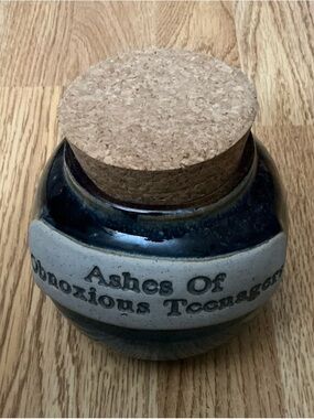 Tumbleweed Pottery Word Jar Handcrafted Pottery NC Ashes Of Ex Husbands NWT